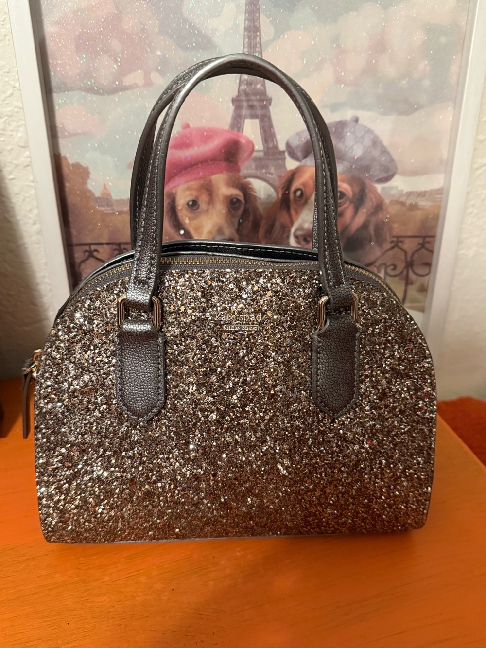 kate spade Silver Glitter Dome Satchel